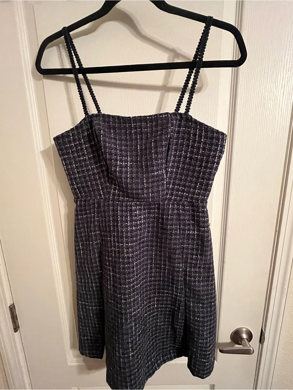 Cider Black Tweed Strappy Mini Dress